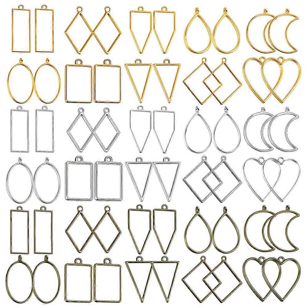 Open Bezels for Resin, 60Pcs Hollow Pendants Resin Craft Bezels Jewelry Molds for Resin Casting, Ne