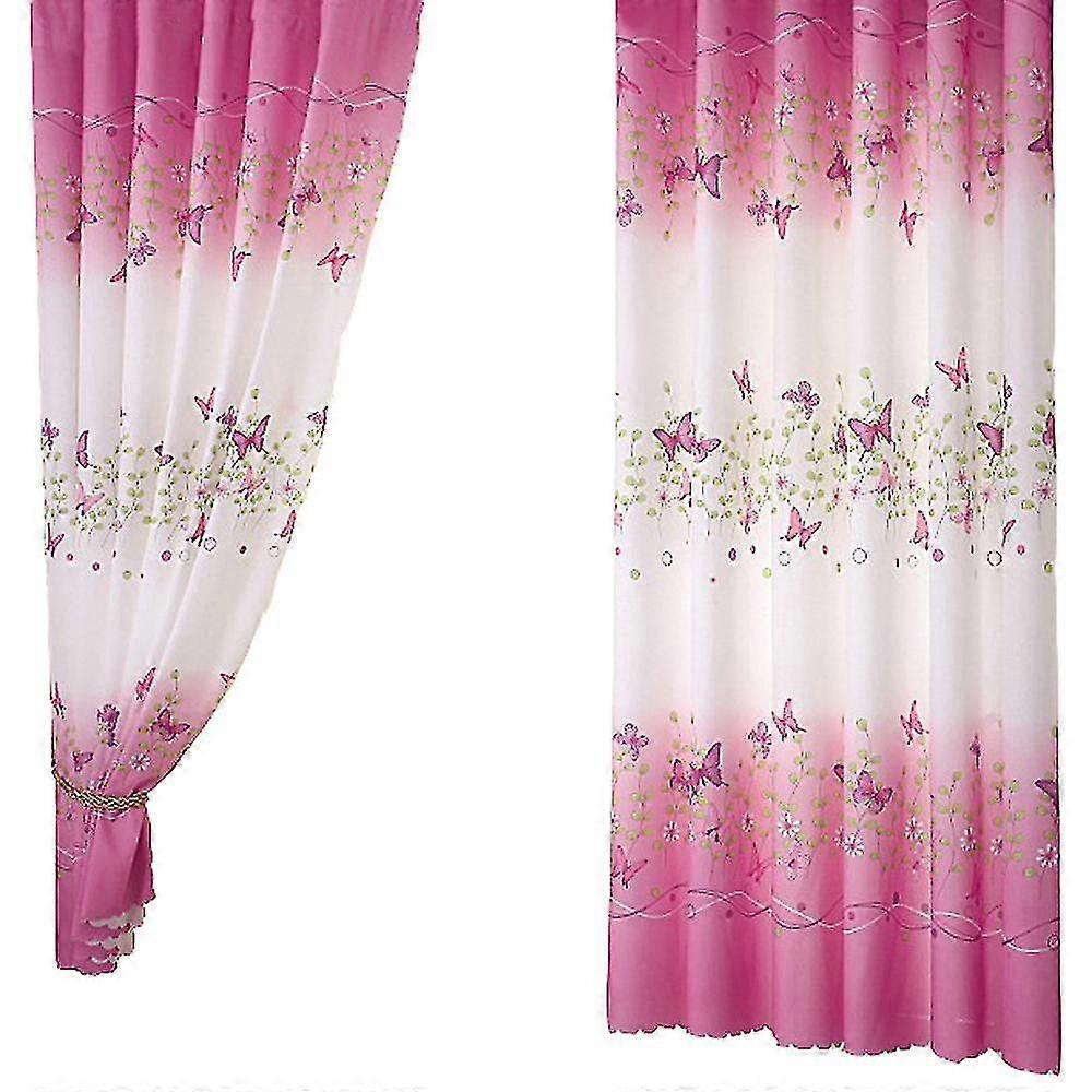 女の子の部屋のための蝶の花の印刷されたカーテン、フックが付いている半遮光カーテン女の子の部屋子供のための女の子の寝室のリビングルーム39x78インチ