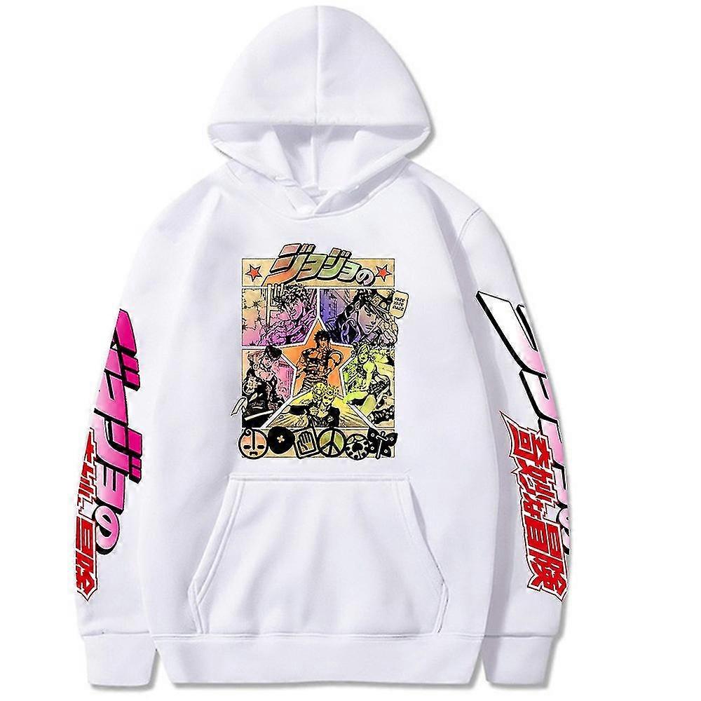 Jojo Bizarre Adventure Plus Felpa con cappuccio unisex bianco stile A