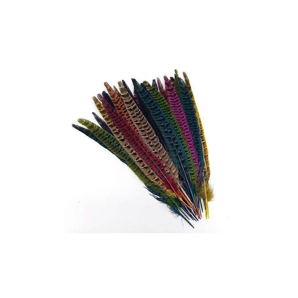 Plumes de queue de faisan naturel mouche artisanat décorations teint chapeau Art 25-30cm FPE