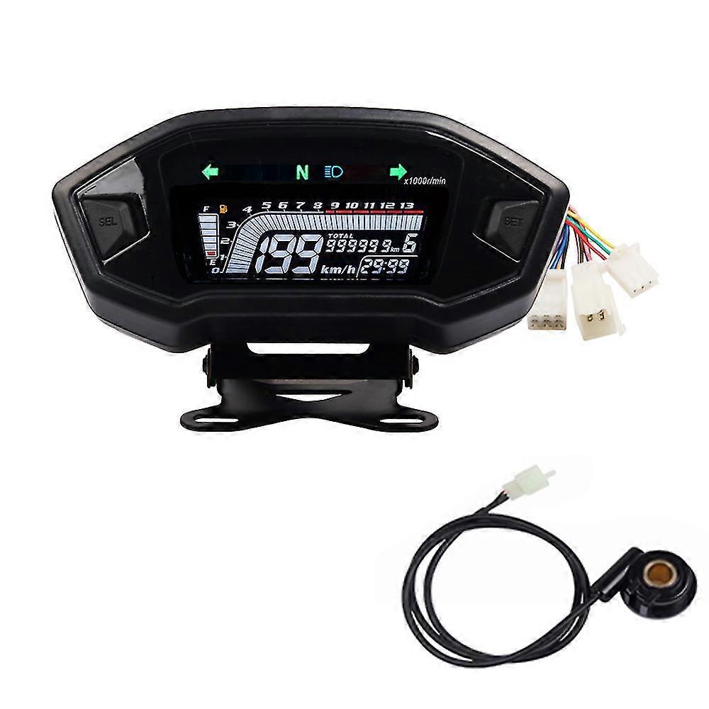 Universal Motorcycle Digital Speedometer Digital Tachometer Dashboard Instrument Panel Meter Lcd Display 10000 Rpm Cylinder1 2 4