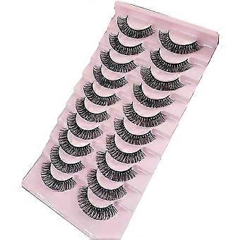 10 Pairs Russian Strip Lashes Natural Wispy 3d Thick Fake Eyelashes,10 Pairs,002