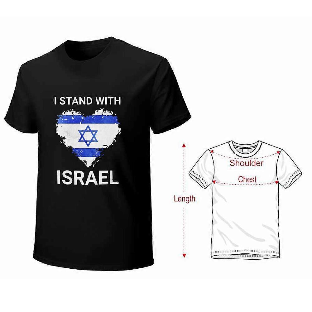 أقف مع إسرائيل تي شيرت إسرائيل على شكل قلب العلم تي شيرت Isreal قمم