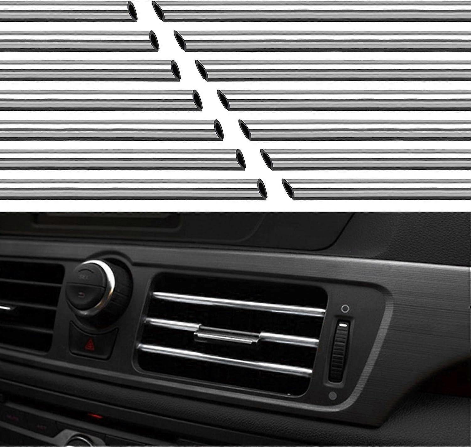 (Silver)20 Pieces Car Vent Outlet Trim Car Air Conditioning Air Outlet Decorative Strip for All Straight Air Vent Outlets of Auto Interior
