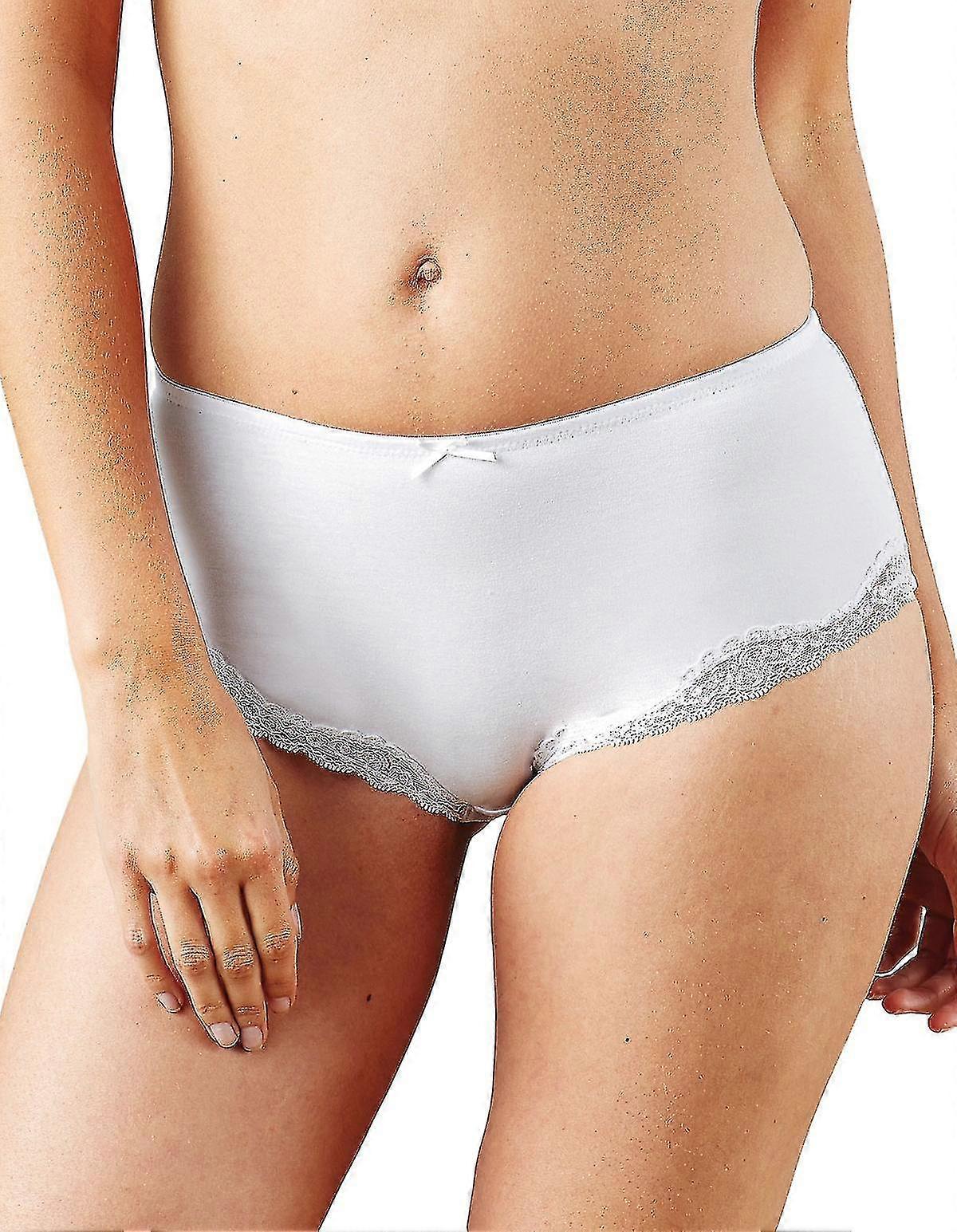 910-001 Women'S White Solid Colour Knickers Panty Brief