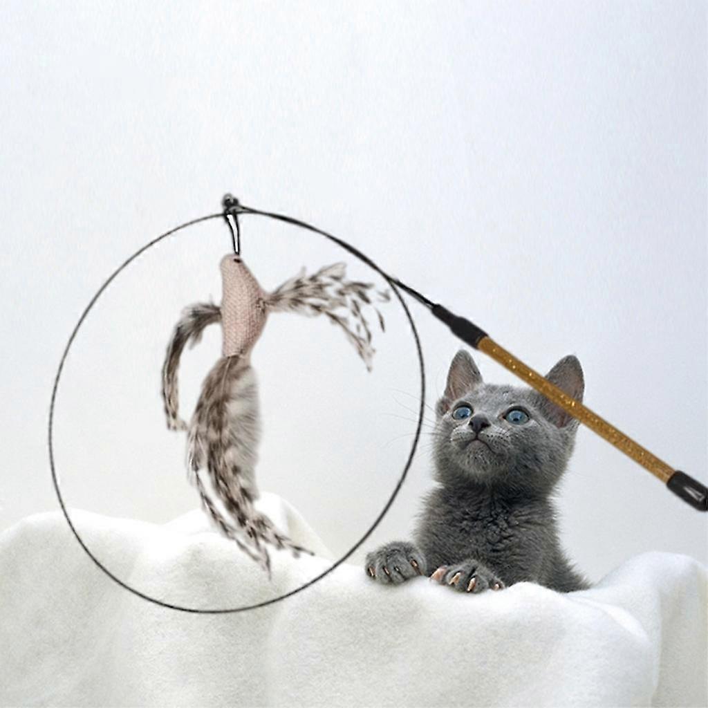 Interactive Funny Cat Stick Feather Teaser with Bell for Pet Exerciser Indoor Training