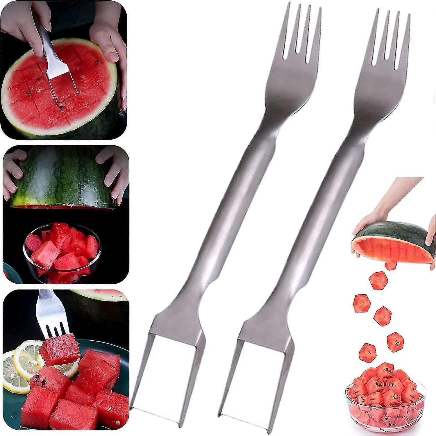 2 In 1 Watermelon Fork Slicer, 2023 New Watermelon Slicer Cutter Summer Watermelon Cutting Fork Cutting Knife Artifact