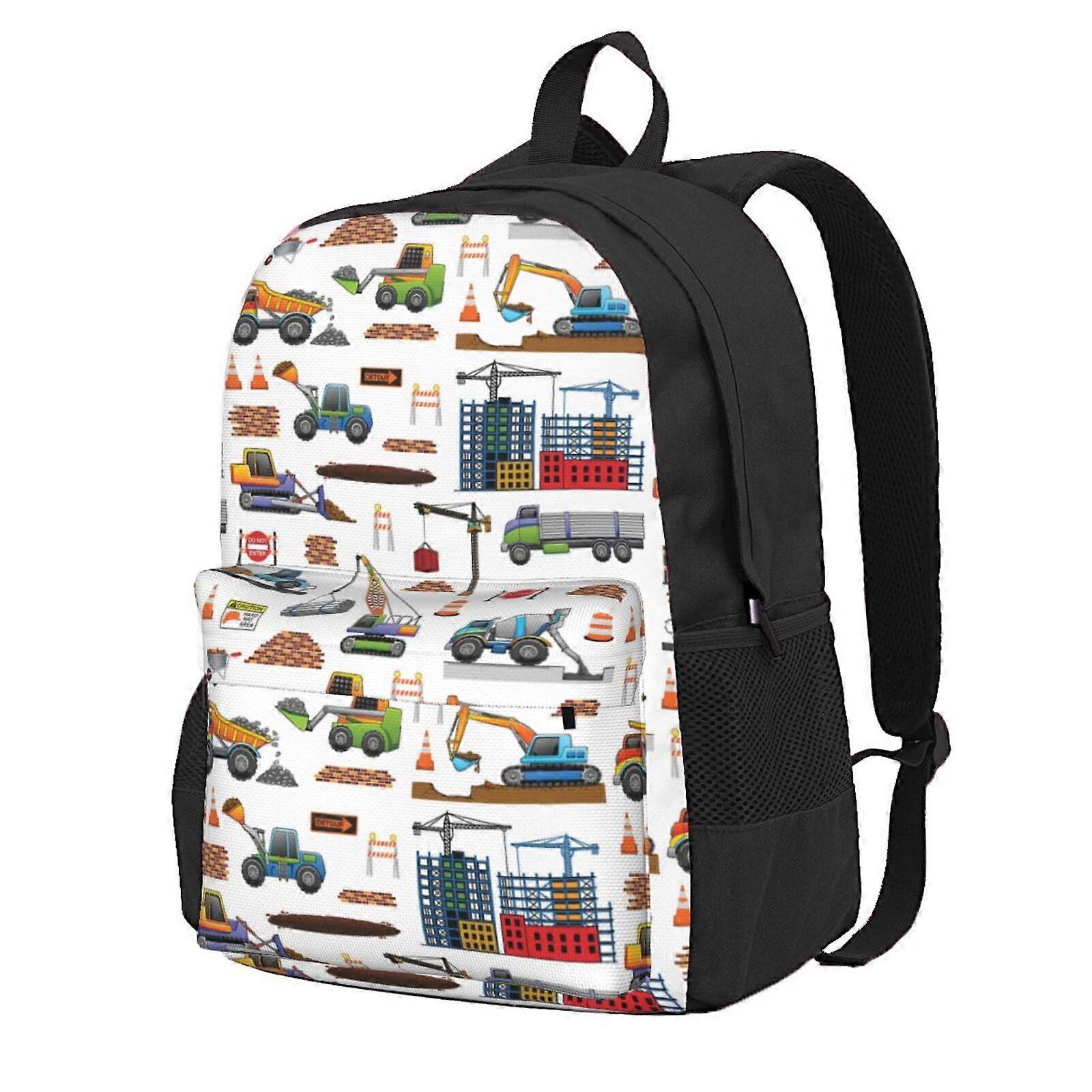 Construction Trucks Pattern Backpack,Large Capacity Travel Backpack,Laptop Backpack,Water Resistant Backpack For Women Men