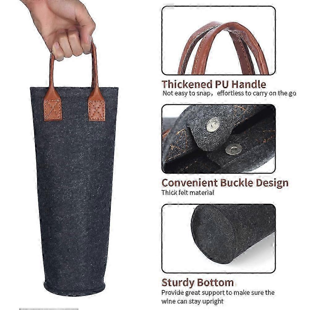 Wine Tote Bag Insulated Portable Felt Carrier for Travel Picnic Beach Gifts