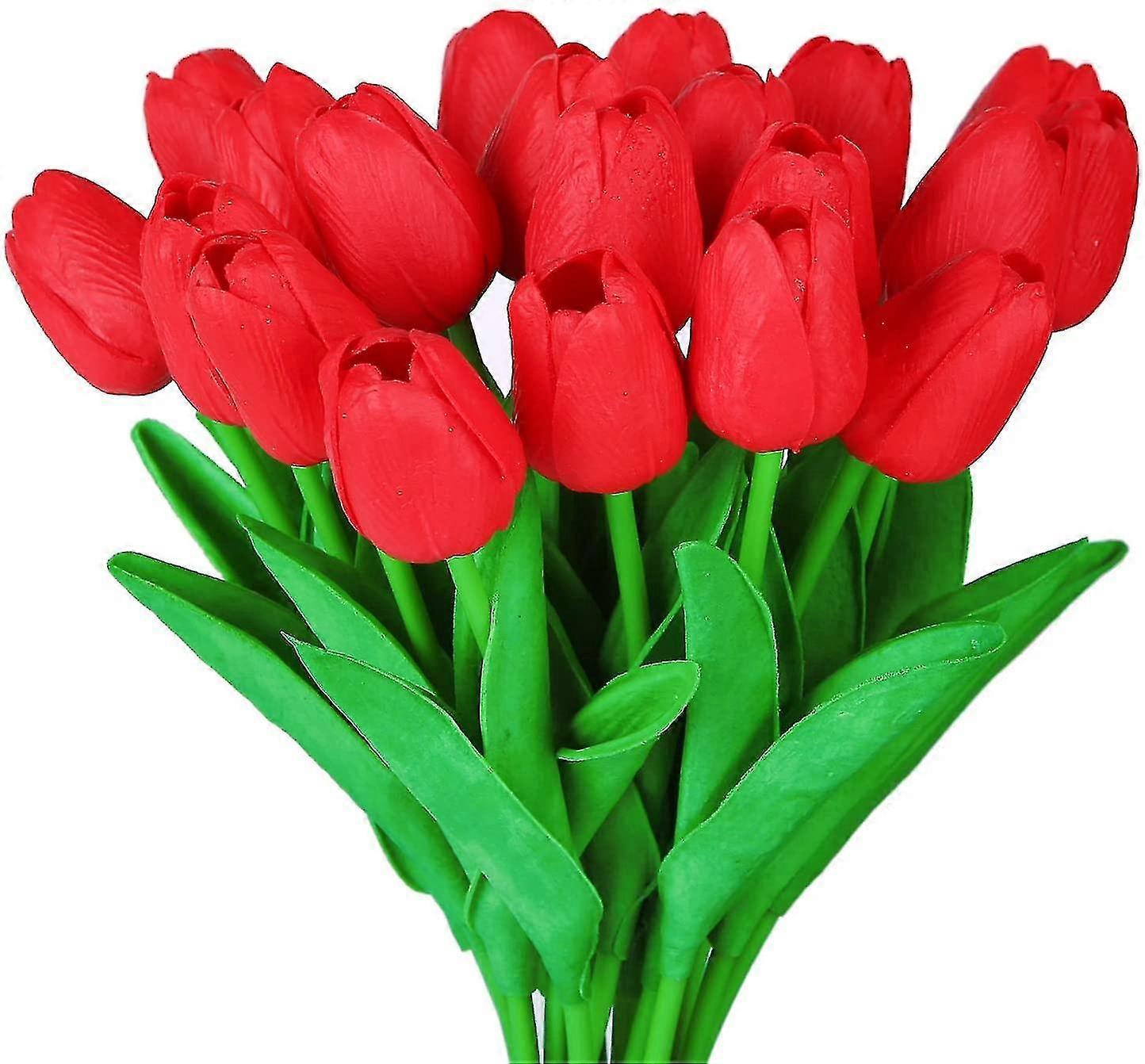 10 Stunning Realistic Touch Pu Artificial Tulip Bouquet With Stem-yellow