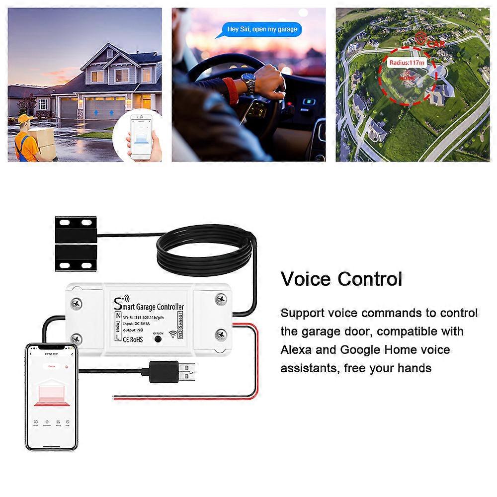 WiFi Intelligent Garage Door Opener with Alexa Compatibility & Voice Control
