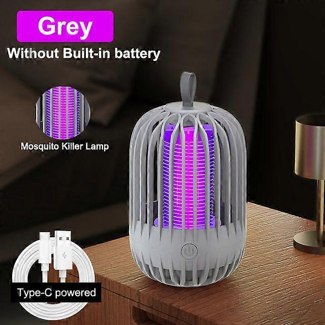 Mosquito Killer Lamp Electric Mosquito Repellent Radiationless Mosquito Repellent Mute Insect Trap USB Rechargeable Bug Zapper gray No battery