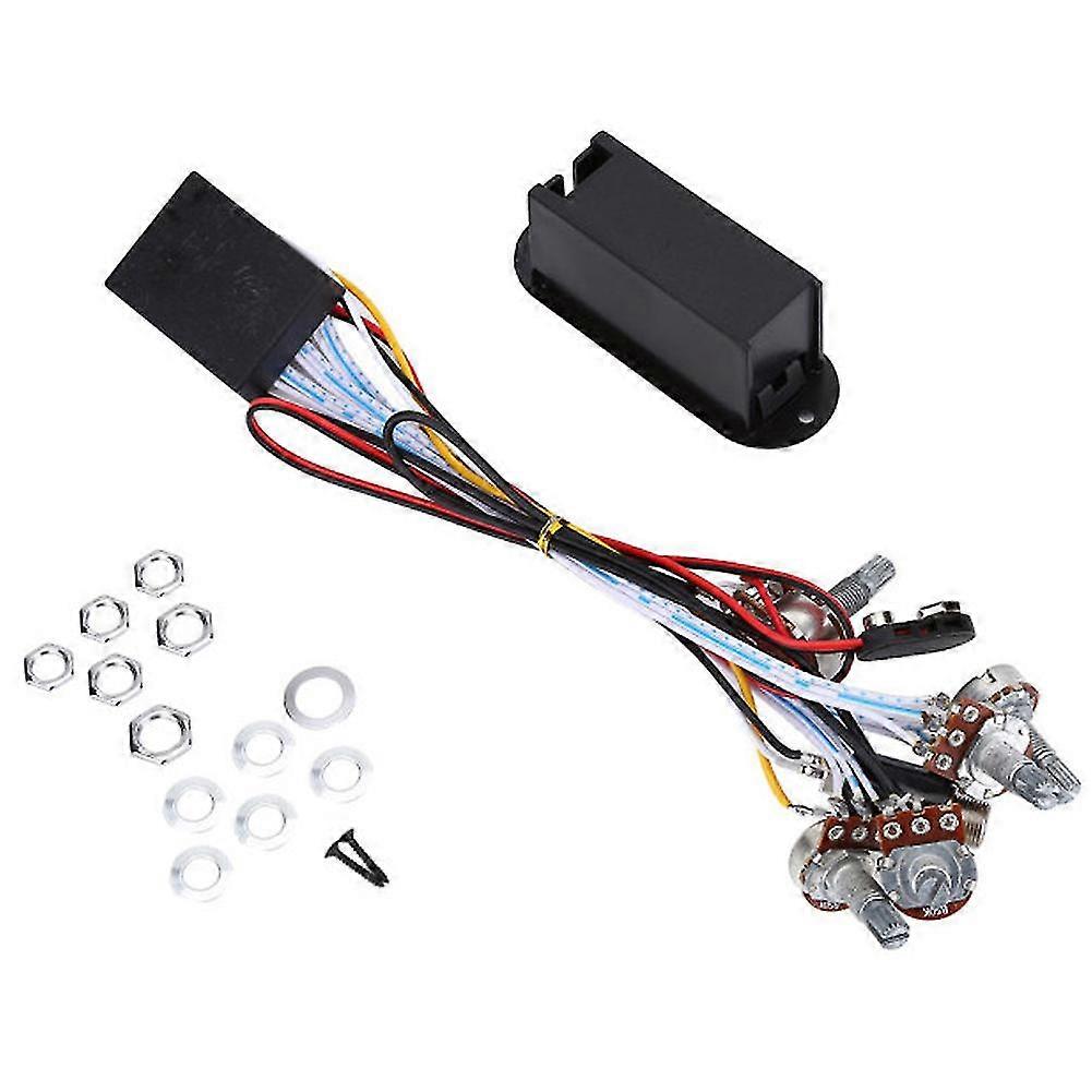 3 Band Active EQ Equalizer Preamp Circuit Pickup Guitar Bass Tone Control with Fittings