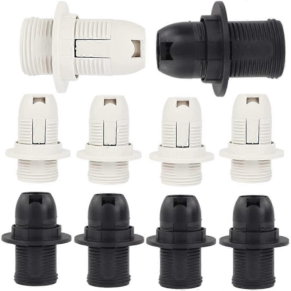 10 Pack (Black and White) Plastic Edison Screw E14 Lamp Holders with E14 E14 Socket and Spare Ring