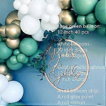 Kit Arche De Ballons Vert Sauge - 130 Pièces Avec Guirlande - Ballons Helium Anniversaire, Mariage, Baby Shower