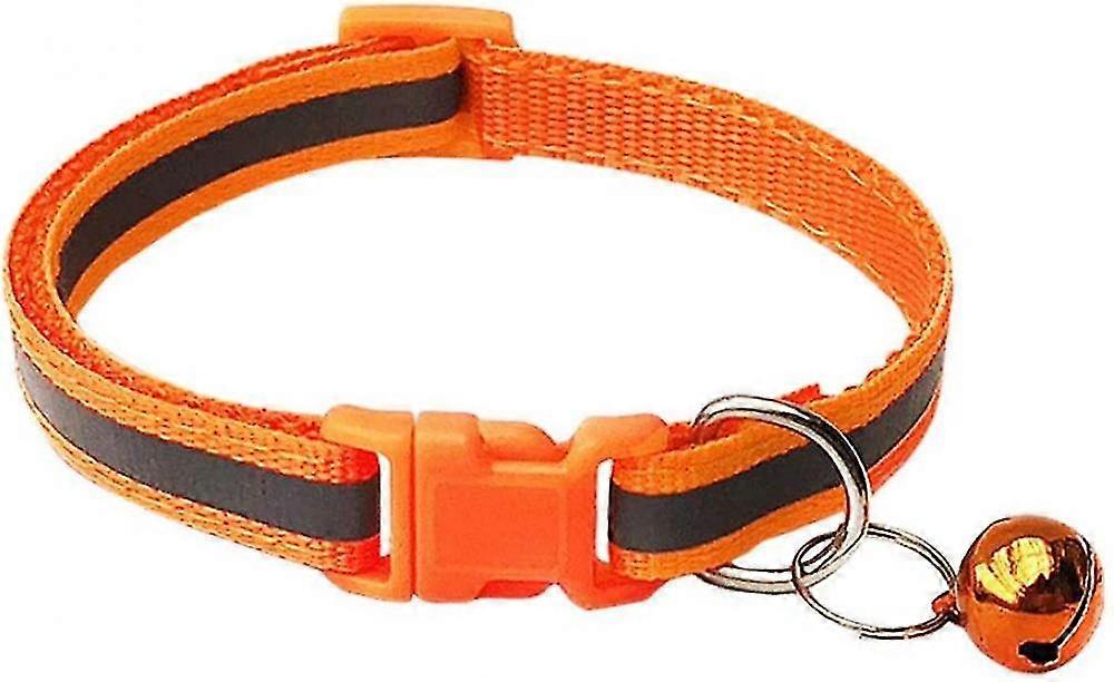 Veeki Footprint & Reflective Cat Collar With Bell Basic Dog Cat Collar Buckle Adjustable Polyester Cat Dog Collar Or Seatbelts