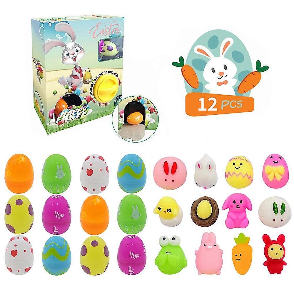 12Pcs/set Easter Egg Prefill Toy Gashapon Egg Twisting Machine Blind Box Squishy Toy Gift for Child Kids