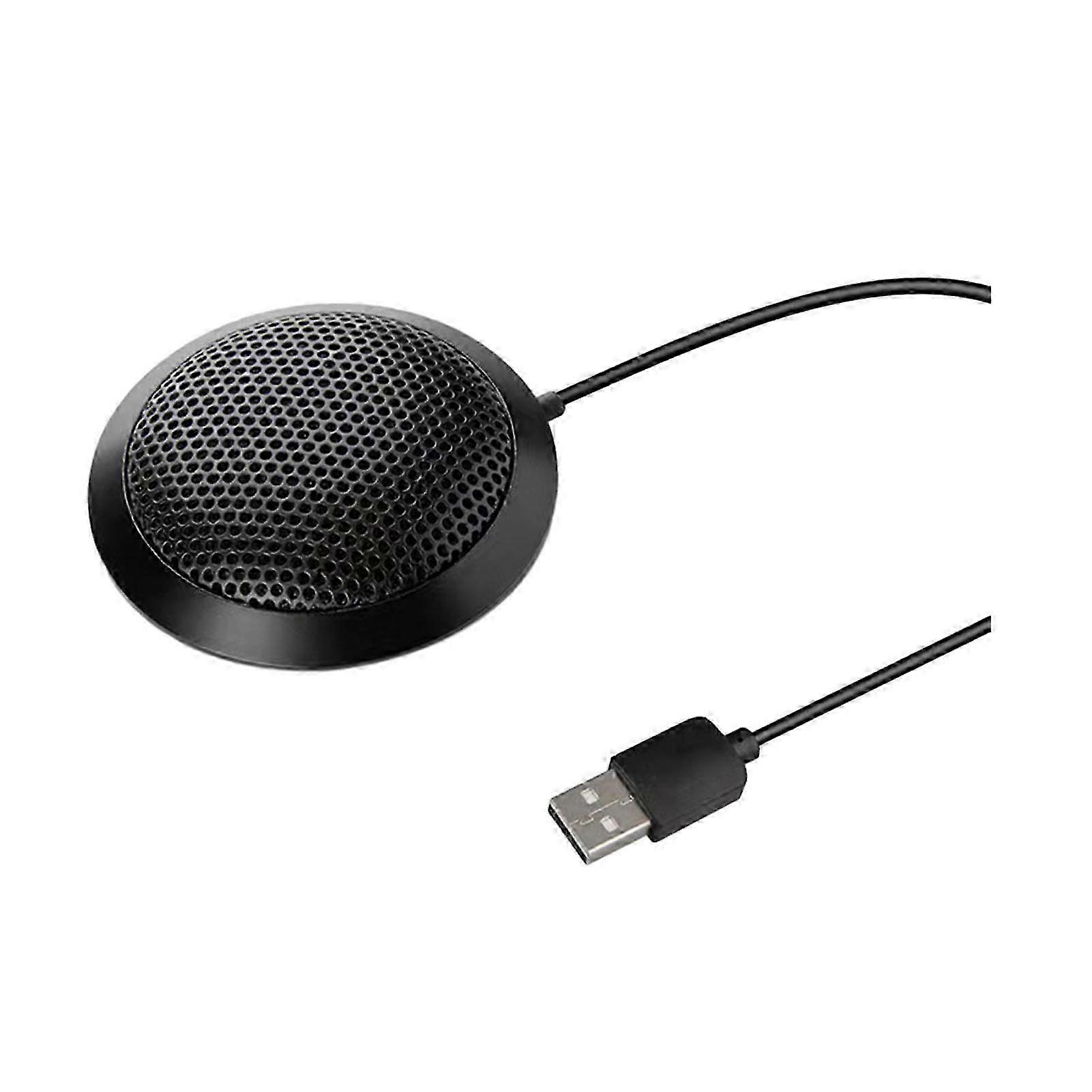 Conference Microphone Plug-and-Play 360-Degree Omnidirectional Condenser Mic Anti-Slip Base High-Sensitivity Desktop Computer Mic