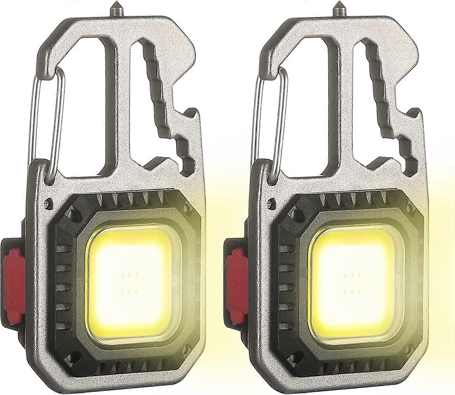 PCS Mini Portable COB Rechargeable LED Inspection Work Light Small Keychain Lights, 6 Modes, with Folding Stand Bottle Opener Magnet Base, for Camping