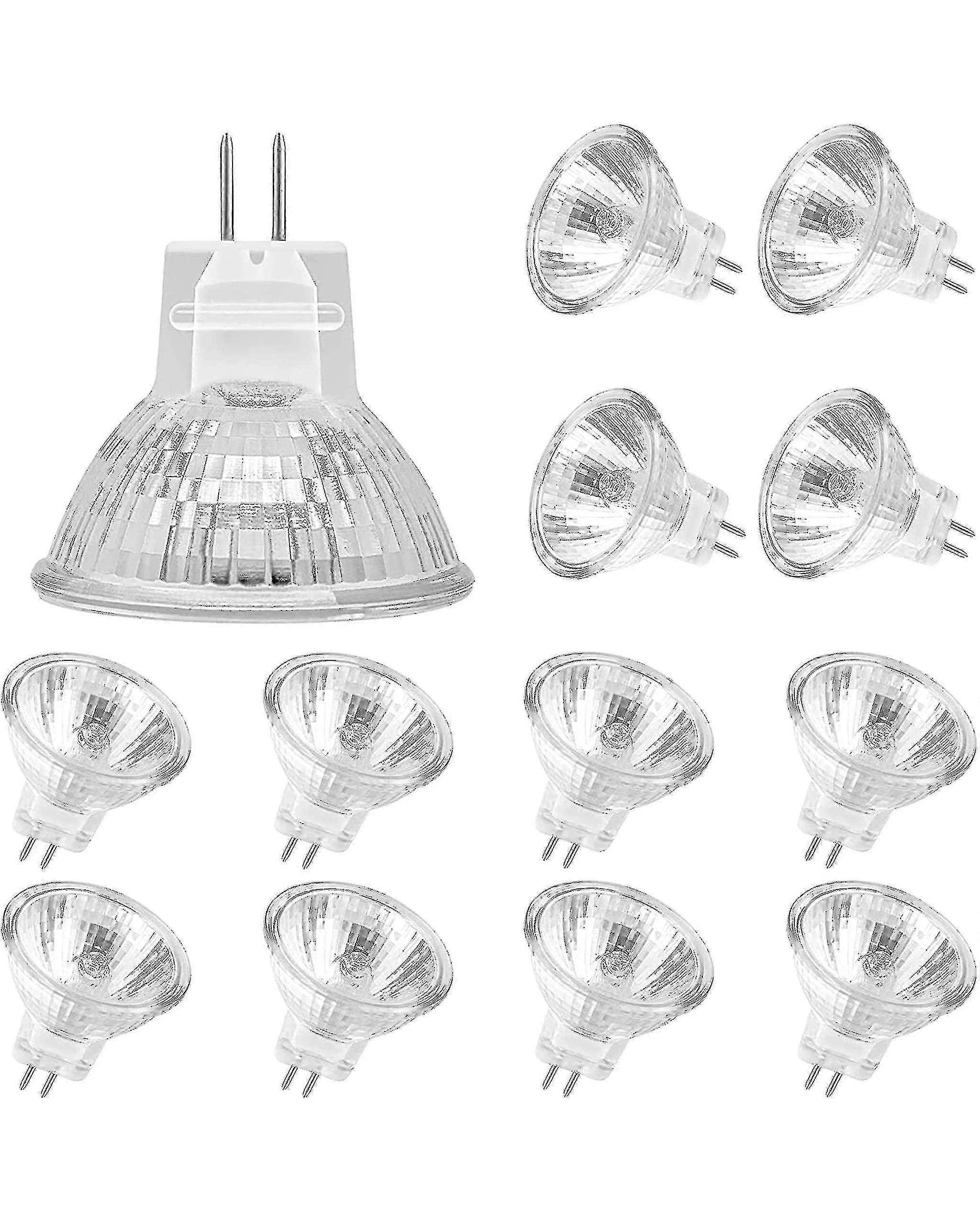 Mr11ハロゲン電球(12個入り)、Gu4ハロゲンランプ12v 20w、Mr11 Gu4調光電球ガラスカバーシーリングライト用、2ピンハロゲン電球2700kウォームホワイト5。