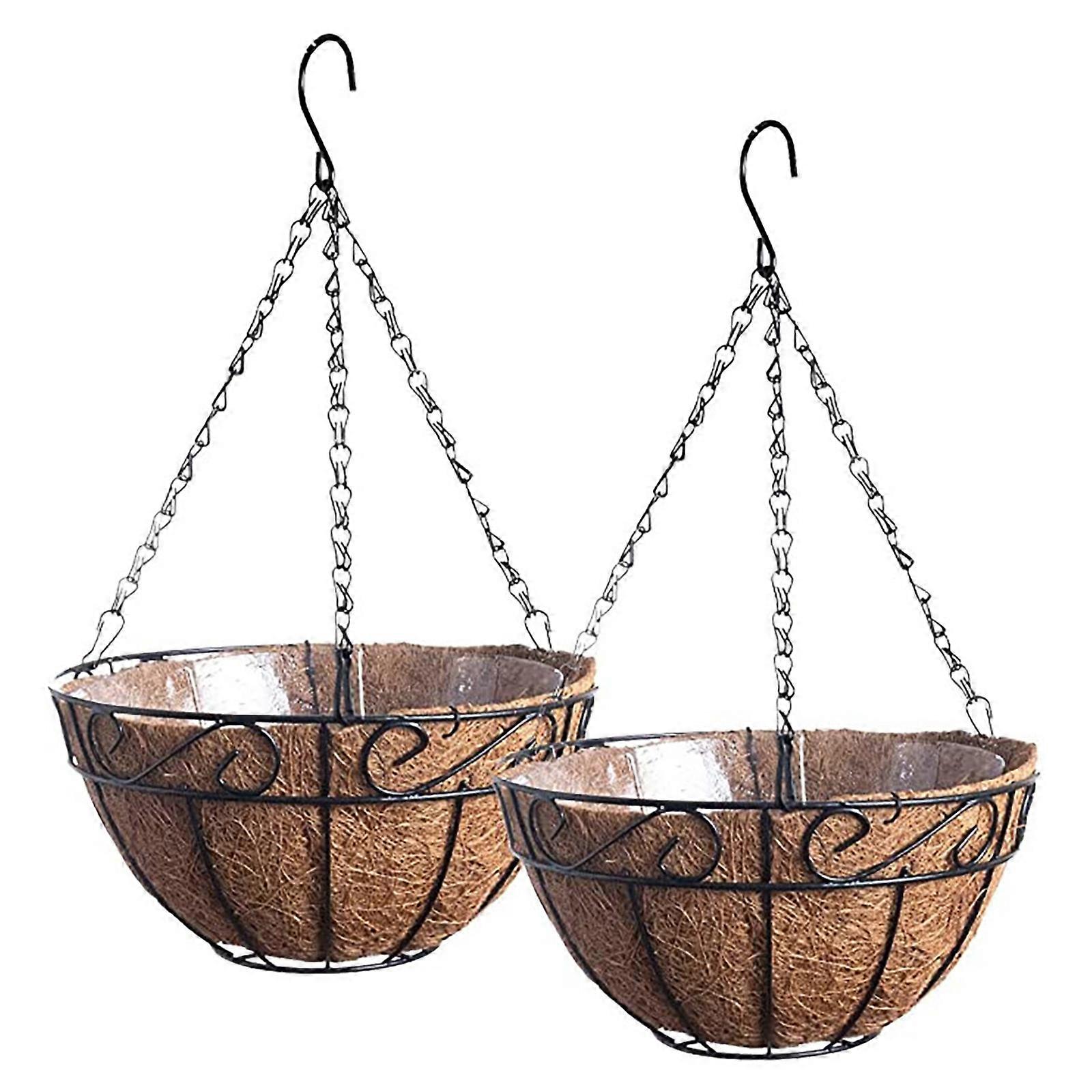 Hanging Basket Coconuts Fiber Planter Inserts Replacement Liner For Flower Pot 2PCa