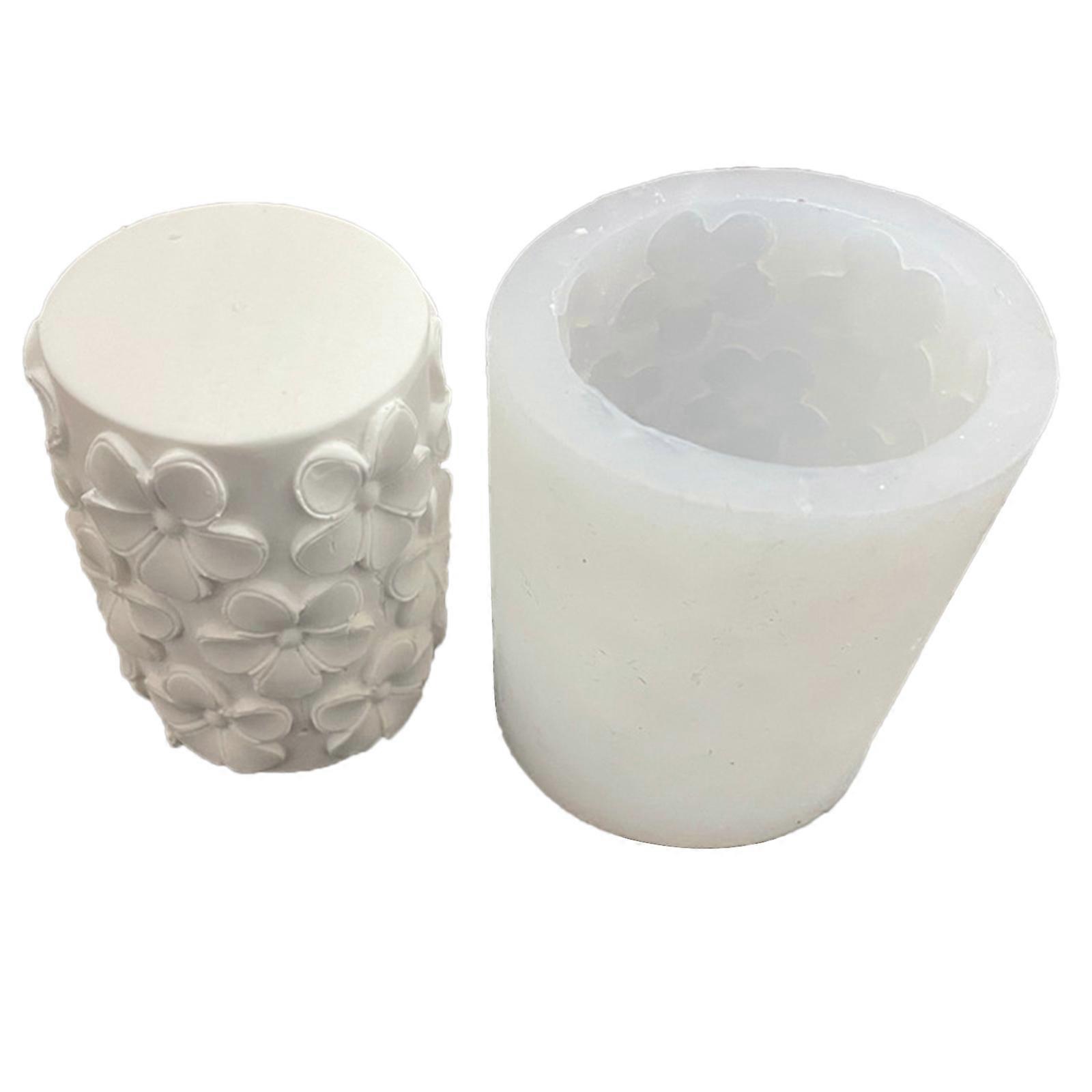 Embossed for Butterfly Flower Cylinder Silicone Mold for Candle Making Epoxy Res