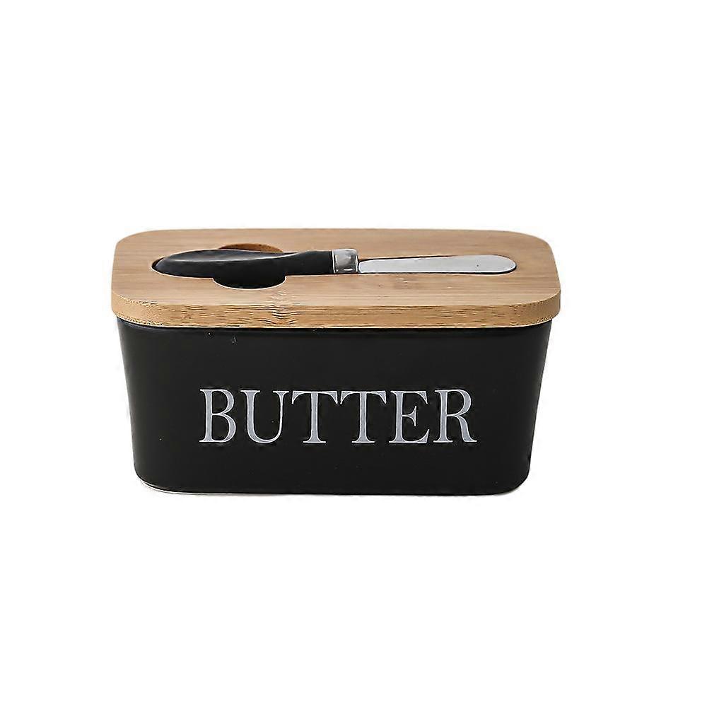 Rectangular Ceramic Butter Box Restaurant Sealed Storage Box Western-style Cheese Box with Knife Butter Box