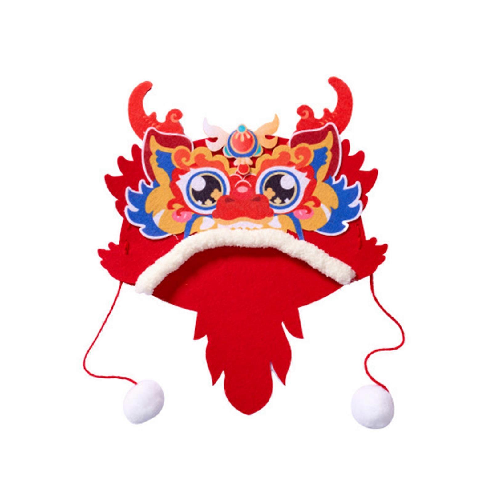 Dragon Head Hat Material Kit Non-woven Fabric Chinese New Year Spring Festival Photo Prop DIY Kids Handmade Cartoon Dragon Head Hat