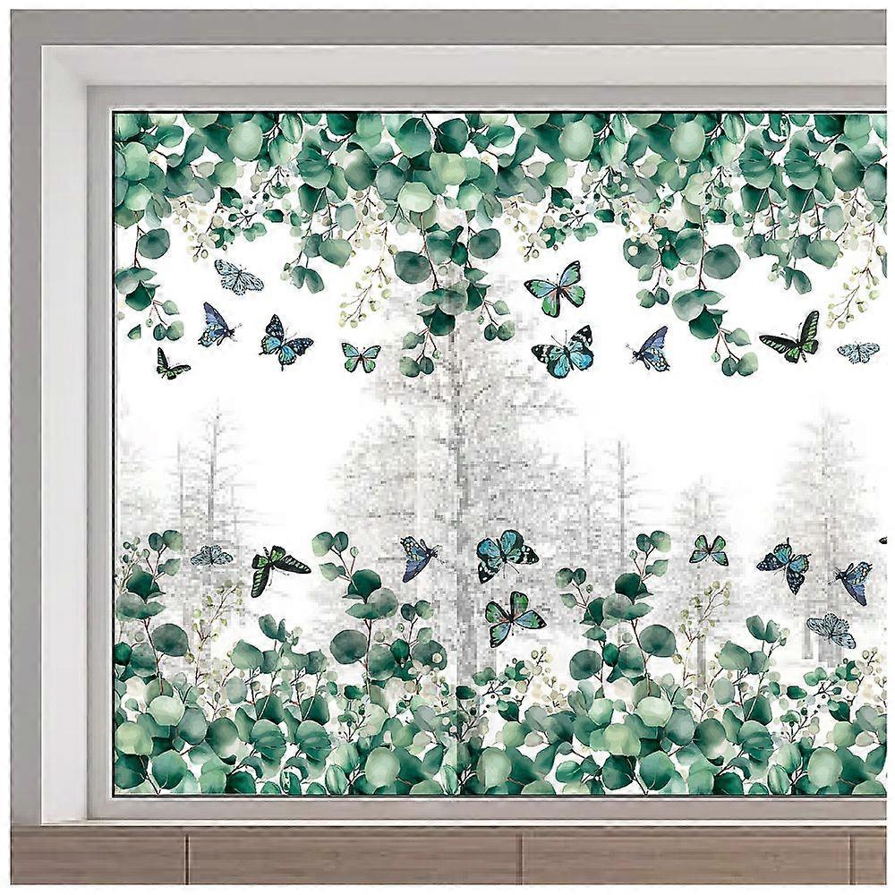 PVC Window Static Stickers Rectangle Shape for Window Decoration Leaf 380x1160mm