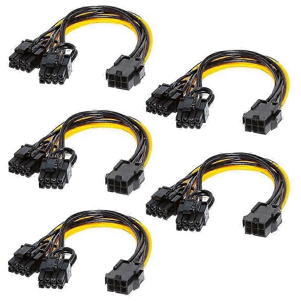5 Pcs PCI-E 6-Pin to Dual 6+2-Pin (6-Pin/8-Pin) Power Splitter Cable Graphics Card PCIE PCI Express 6Pin to Dual 8Pin