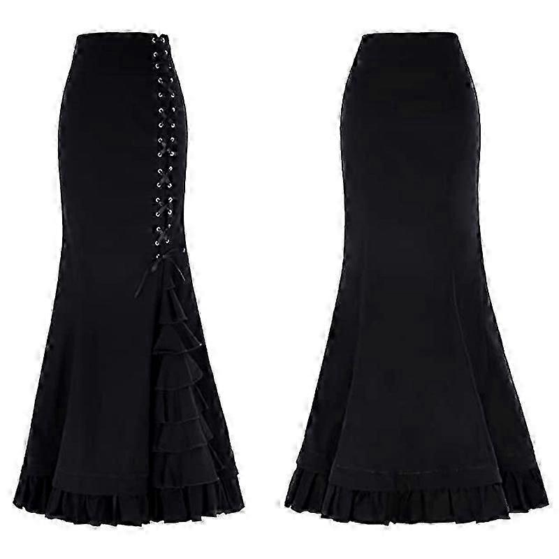 Pentru femei Plisat Fustă Midi Gotic Punk Fustă Dantelă Fustă Victoriană Elastic Talie Înaltă A-line Maxi Fuste Victoriane - Bun
