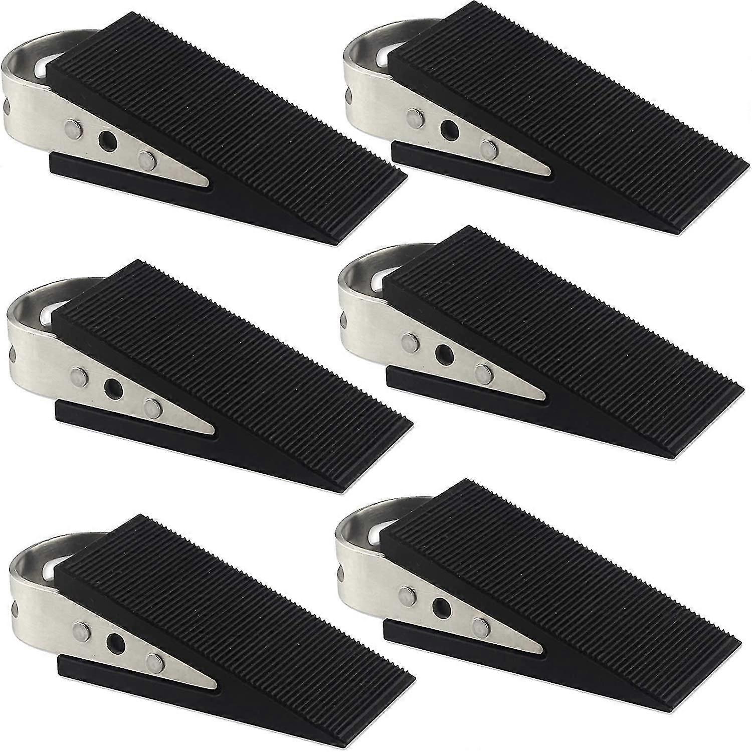 Bute De Porte, Cale Noire Robuste En 6 Pices, Peut Fixer Fermement La Porte Sans Bouger, En Caoutchouc Et En Acier Inoxydable, Convient Les Sols