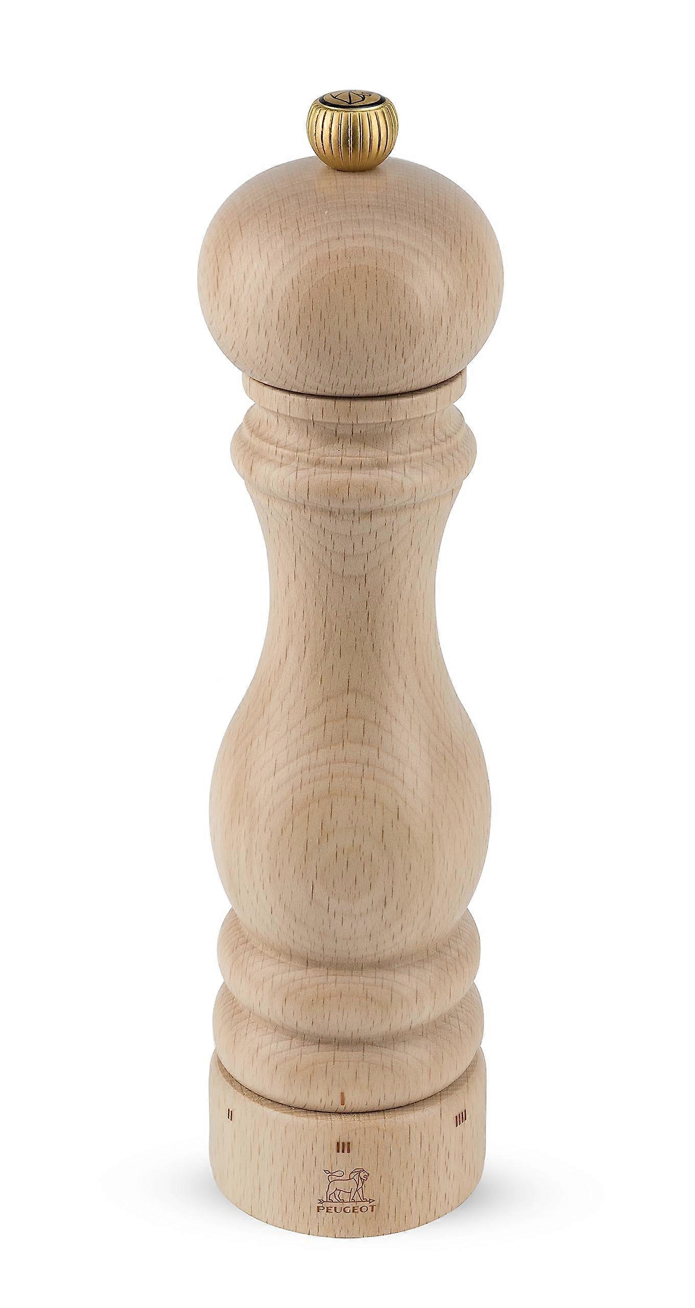 Manual Pepper Mill - Adjustable Beechwood Grinder, Natural Finish