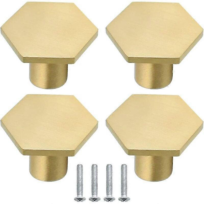 Brass Hexagon Knobs for Cabinets and Furniture Handles.