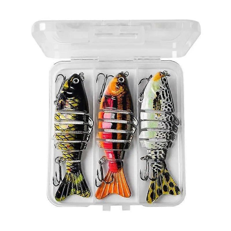 3PCS Artificial Fishing Lures 10cm 15g Freshwater Saltwater Lure Lifelike Simulation 7 Segments for Carp