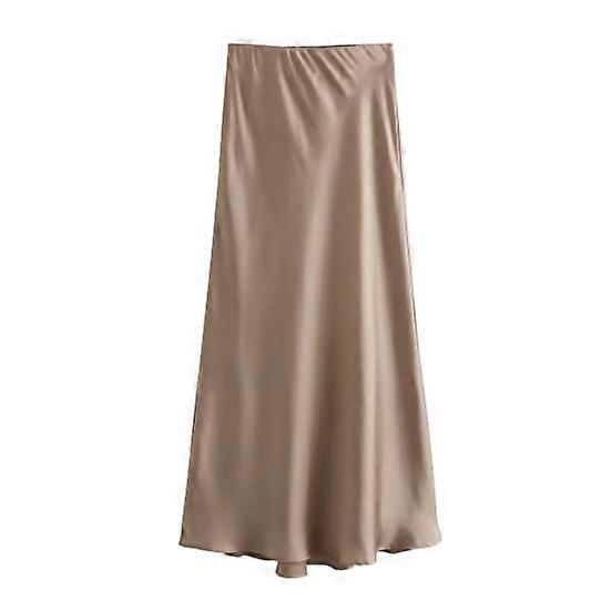 Women Skirt High Waist Satin Solid Clolor Elastic A-line Slim Fit Soft Breathable Ankle Length OL Commute Style Formal Party Prom Maxi Skirt