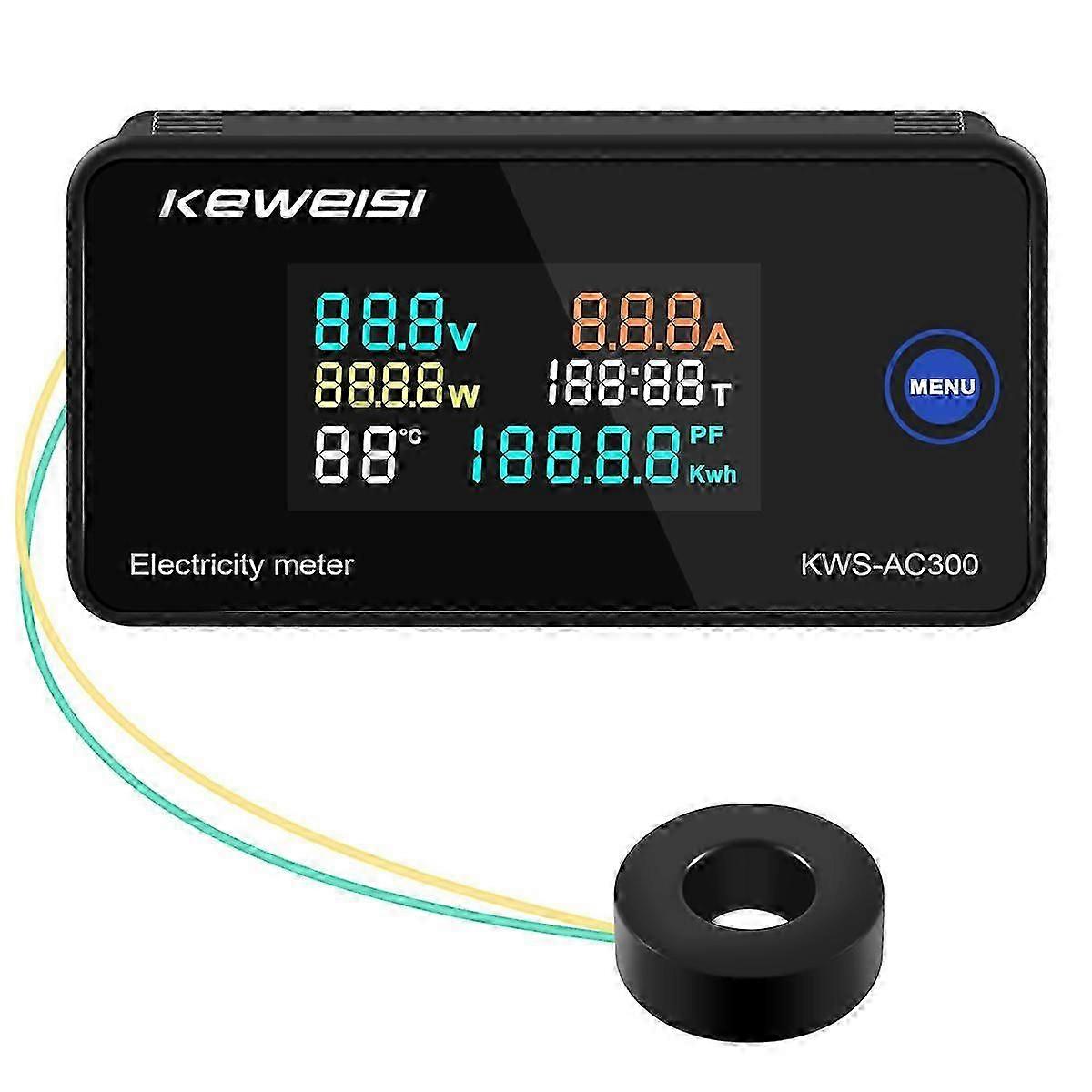 Keweisi,kws-ac300 Digital Voltmeter Ac 50-300v Voltage 45-65hz Power Energy Meter Led Wattmeter 0-100a Detector C