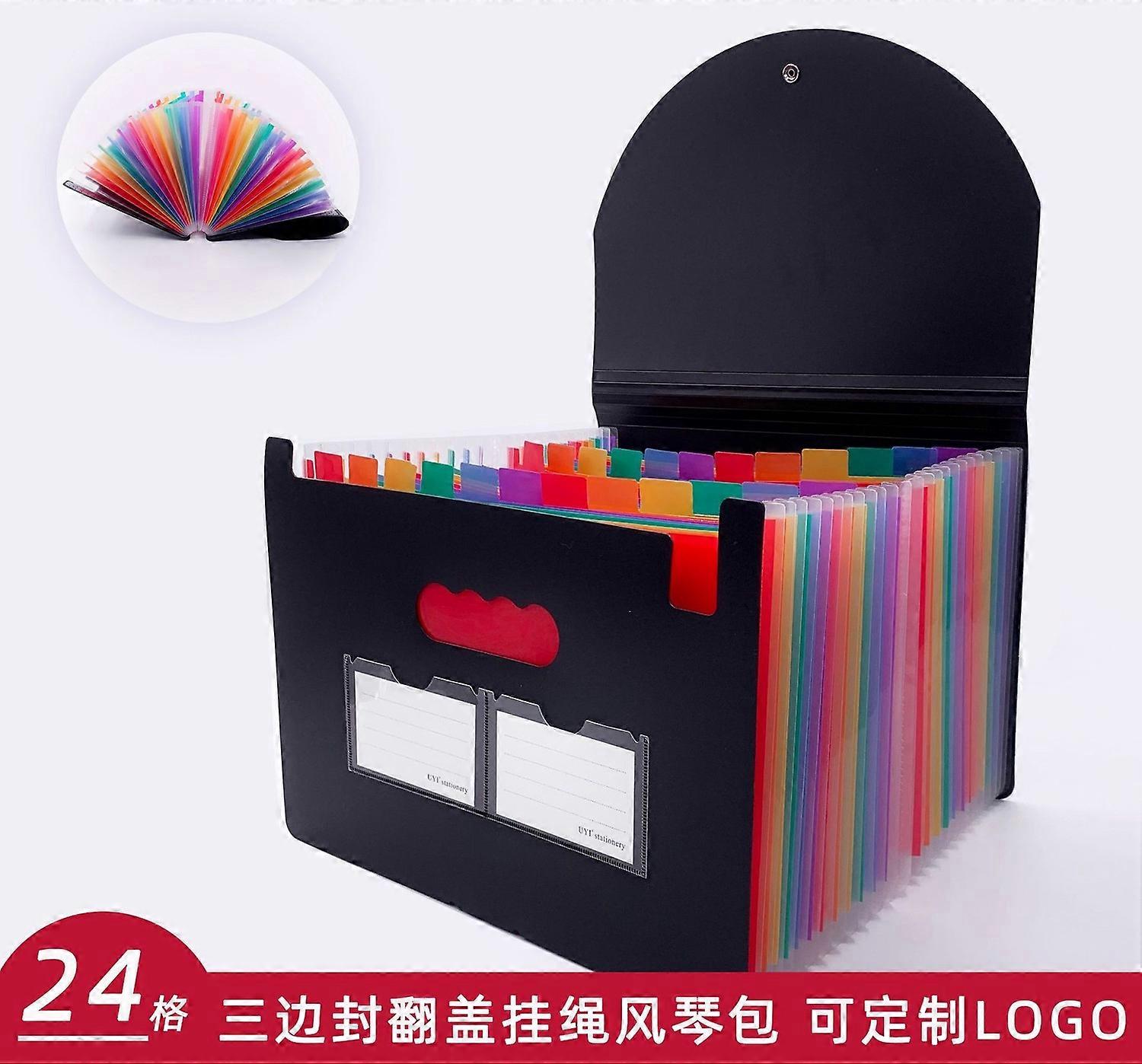 Spot wholesale 24 pages 25 grids three-side sealing lanyard flip organ bag office file storage pp fi