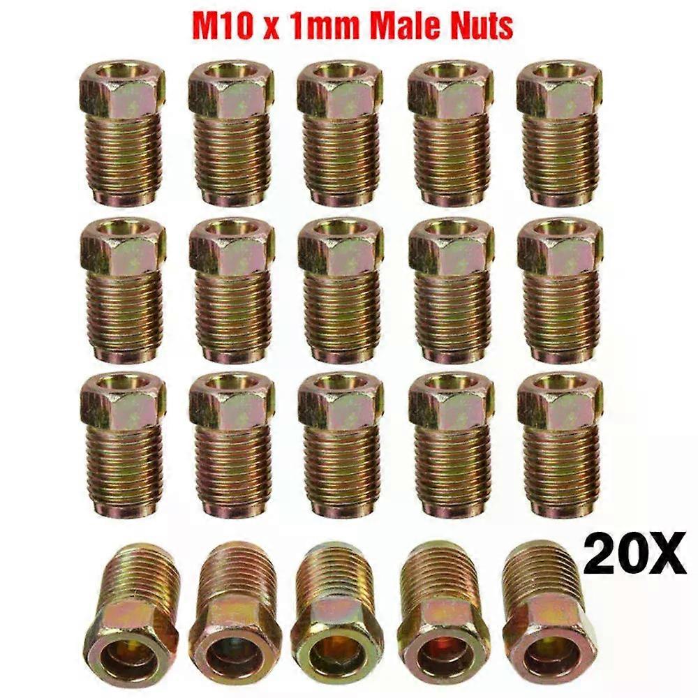 20x Car Brake Line Fittings Set For 3/16Copper Brake Pipe Brake Line Fitting Kit Tube Inverted Flares Metric End Union Nuts
