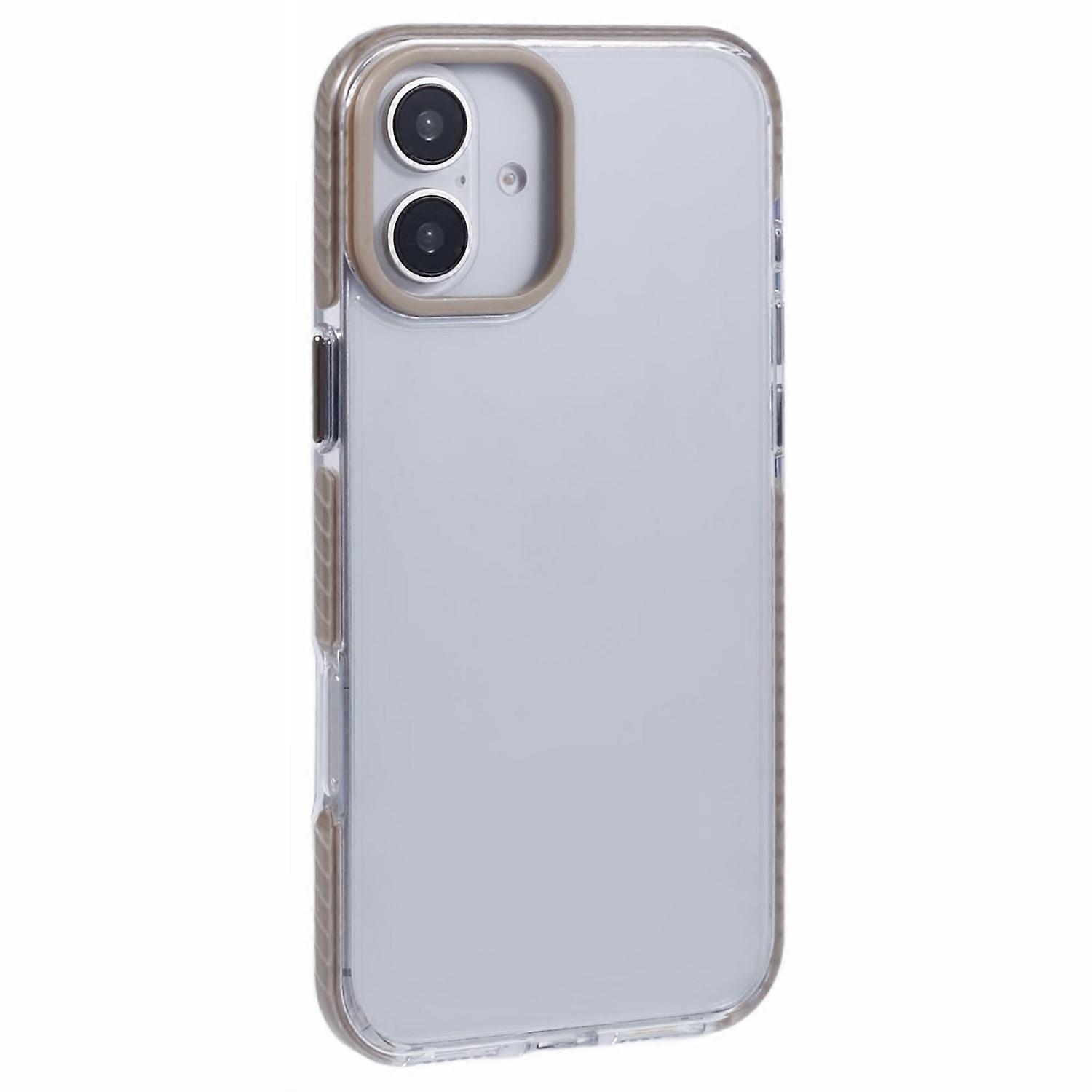 For iPhone 16 Plus Clear Case TPU+PC Shockproof Phone Back Cover-Khaki