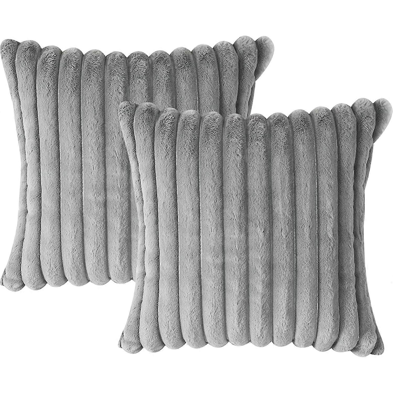 Set di 2 fodere per cuscini in velluto, grigio chiaro, 45x45cm