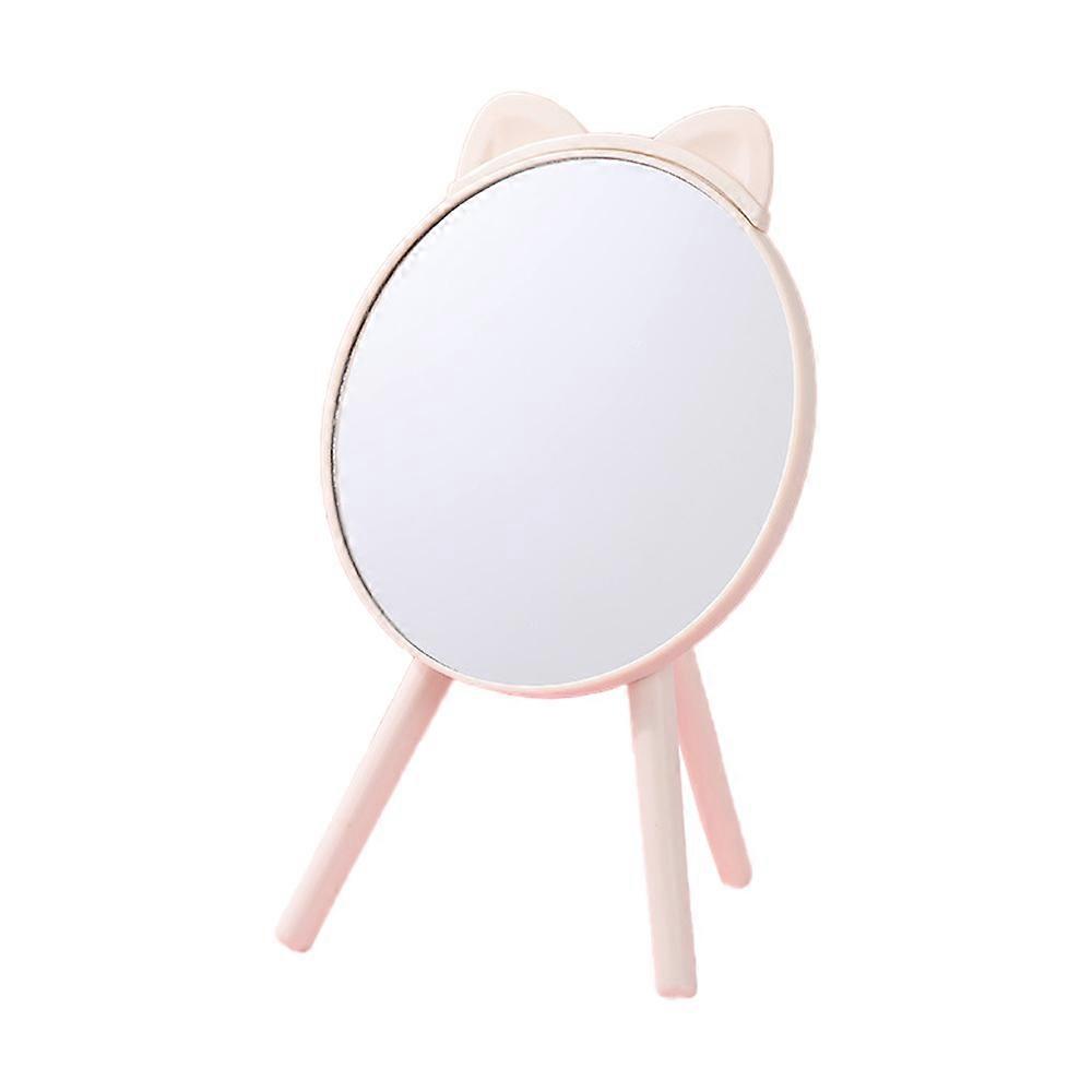 Makeup Desk Mirror with LED Lights Side Table Mirror with Handle
