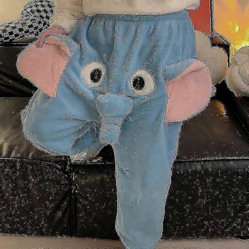 Trunk pyjamabroek heren, olifant pyjamabroek, cartoon pyjamabroek hm blauw flanel