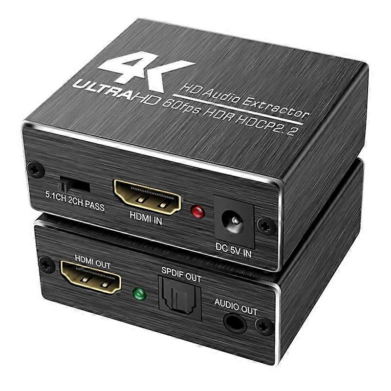 AY78V20 4K 60Hz HDMI 2.0 Audio Splitter 5.1 ARC HD-MI Audio Extractor HDCP 2.2 HDR10 Audio Converter 4K HD-MI Optical TOSLINK SPDIF