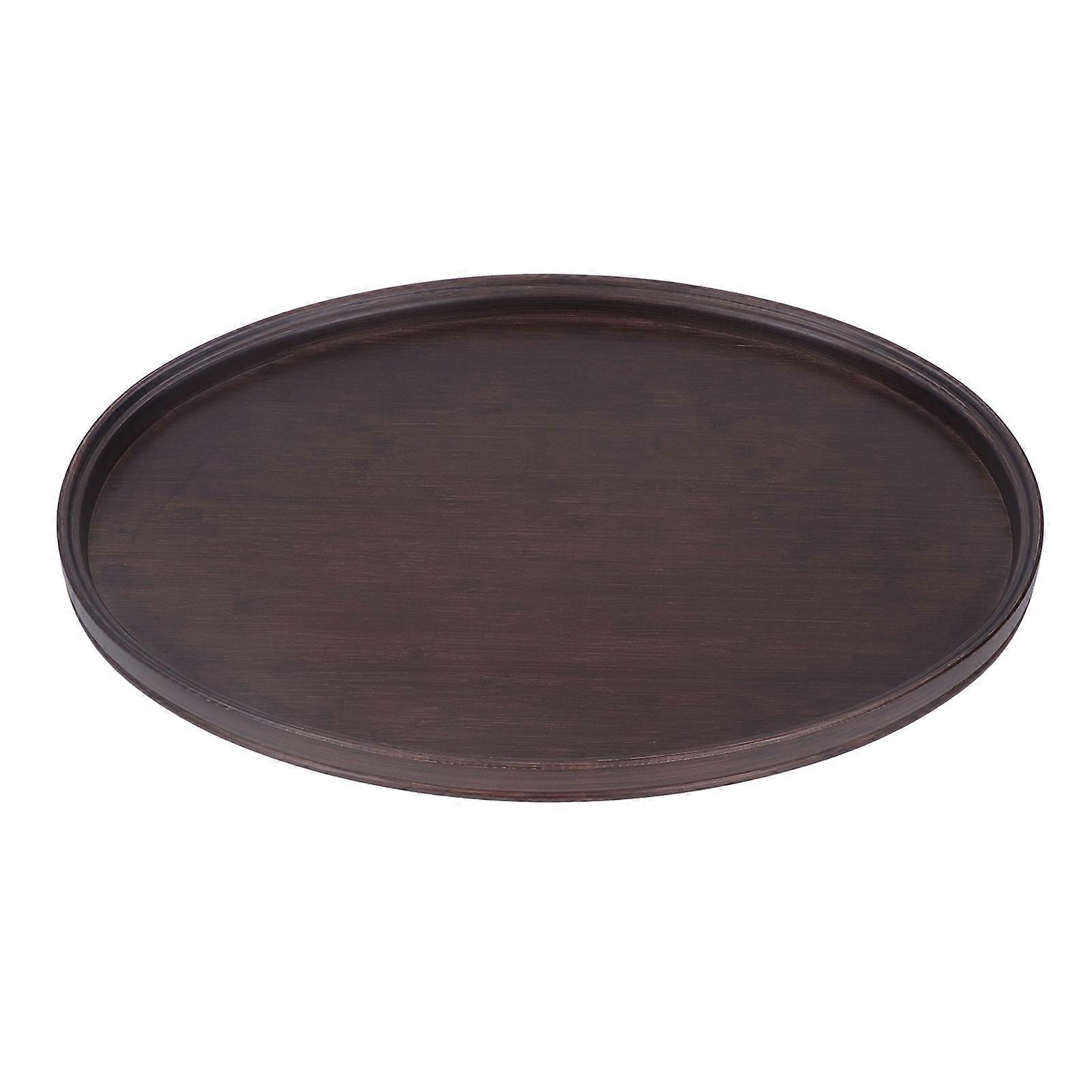 Bamboo Round Tray Multipurpose Decorative Tea Tray for Serving Beverages and Food Walnut Color