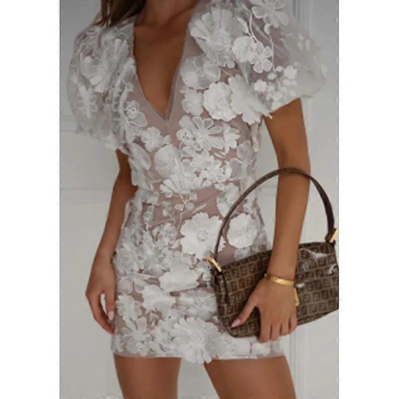 Wxihui مثير مع زخرفة فستان مصغر ملون