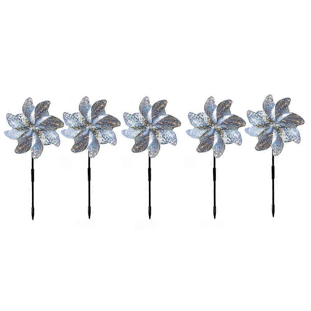 5pcs Silver Bird Repellent Windmill - Eight Piece Windmill 1pc Silver Flower