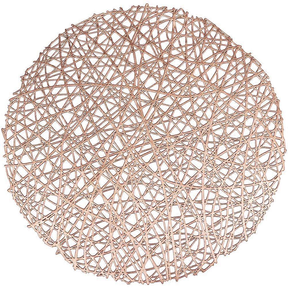 Rose gold round placemats dinner table table set 6 metallic hollow line apartment table mats mops