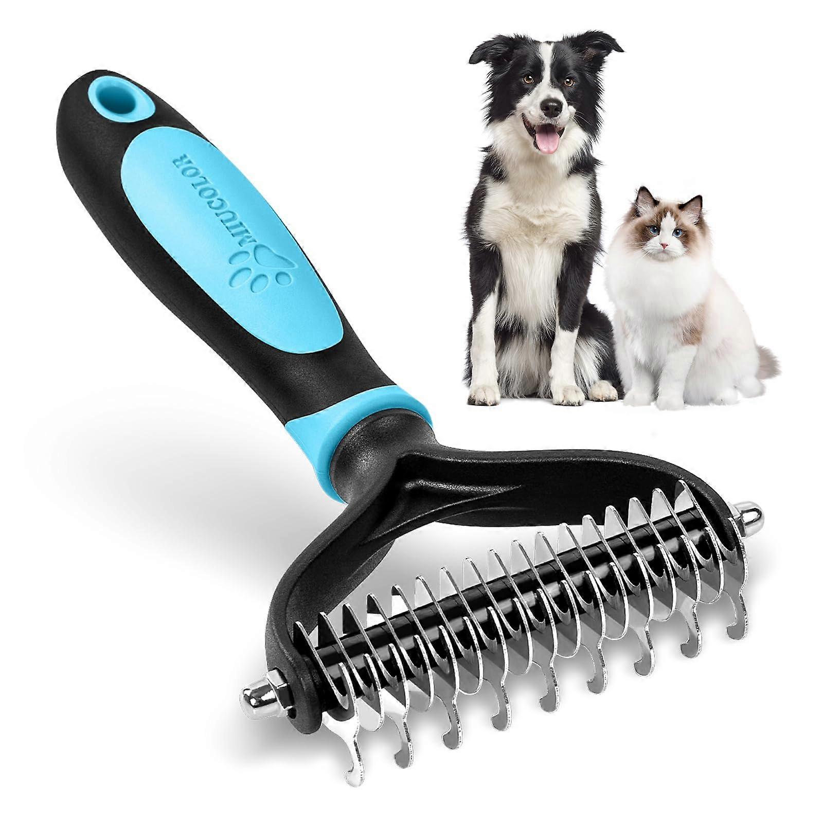 Pet animal care brush, lower feather rake for dogs and professional cats, hair loss brush and hairstyle, extra large, 180mm, blue