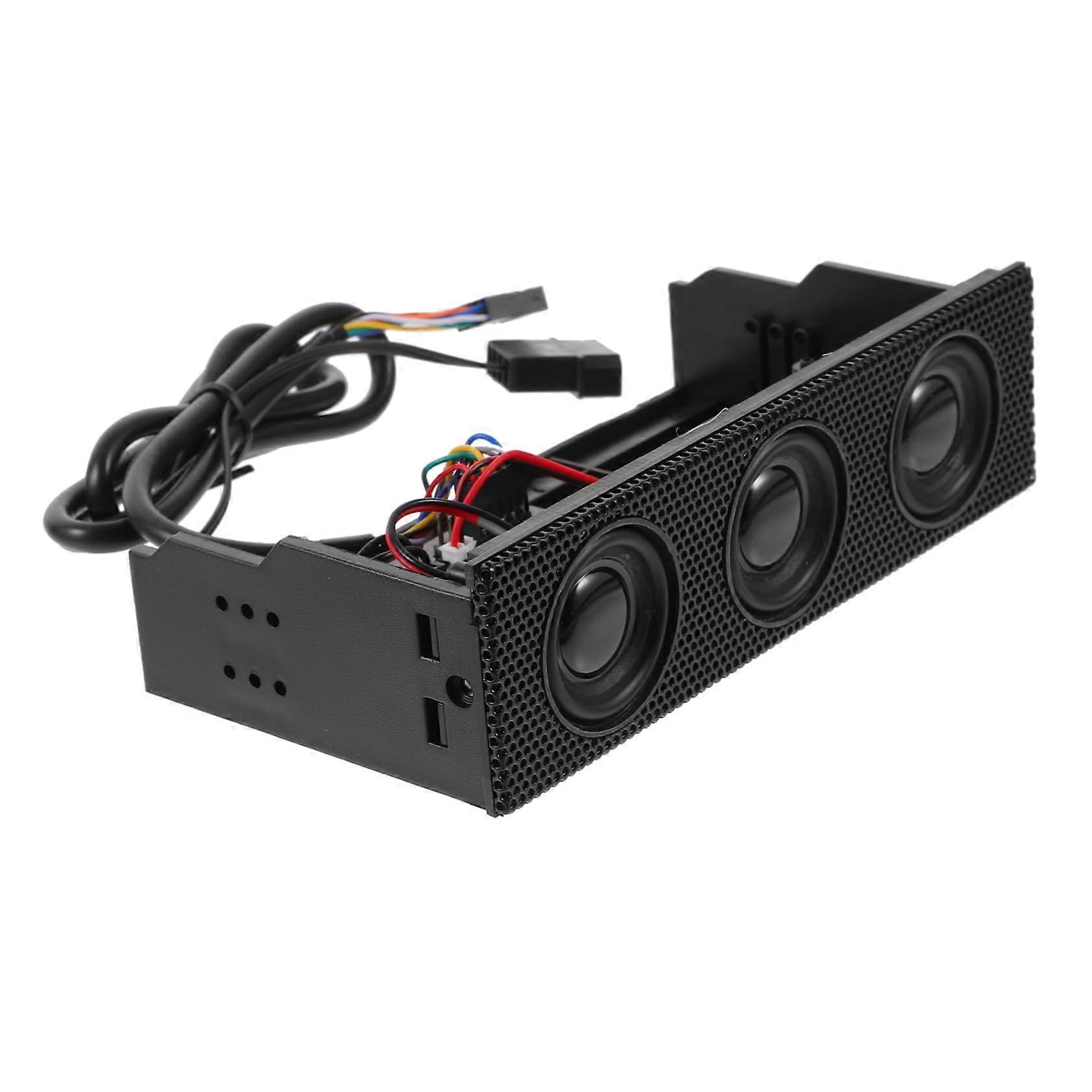 Computer Speakers Black Stereo Surround Sound for Desktop Audio System, Compact Front Panel, High-Quality, Wired
